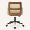 Zelen Office Chair in Black Afus Leather, Rattan Backrest