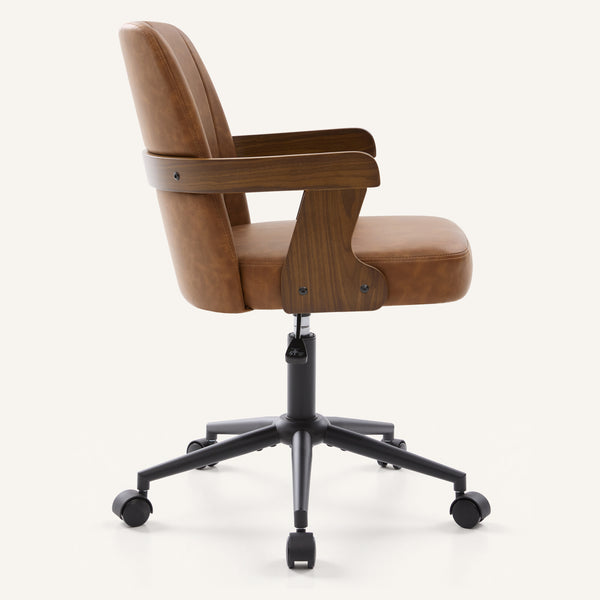 Zelen Office Chair in Brown Afus Leather, Leather Backrest