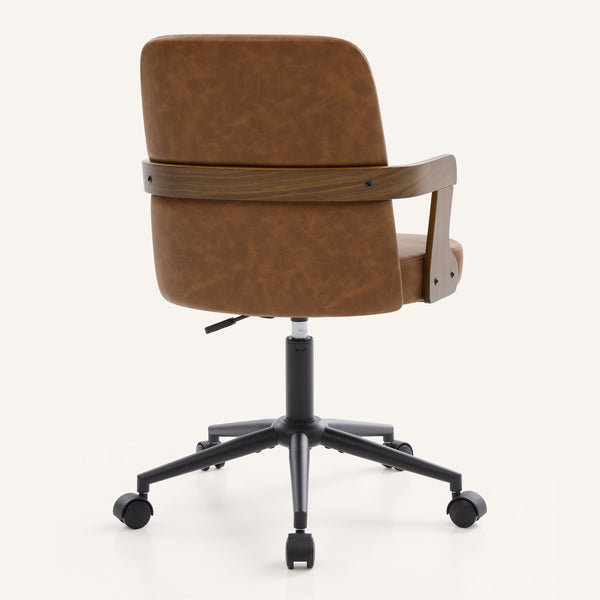 Zelen Office Chair in Brown Afus Leather, Leather Backrest