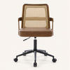 Zelen Office Chair in Brown Afus Leather, Rattan Backrest