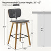 Dorsa II bar stool with backrest, Gray, 26"