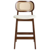 Applejack bar stool with backrest, Beige Leather-Black Walnut