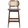 Applejack bar stool with backrest, Gray Leather-Black Walnut