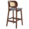 Applejack bar stool with backrest, Gray Leather-Black Walnut