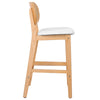 Applejack bar stool with backrest, White Fabric-Natural Walnut