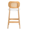 Applejack bar stool with backrest, White Fabric-Natural Walnut