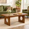 Aqitag Coffee Table in Brown Pine with Circular Legs