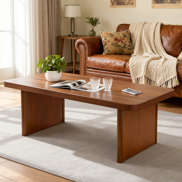 Aqitag Coffee Table in Brown Pine with Non-Circular Legs