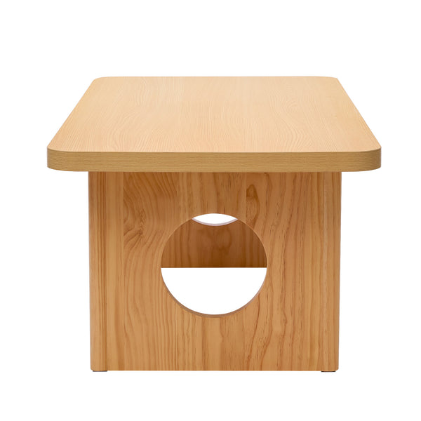 Aqitag Coffee Table in Natural Pine with Circular Legs