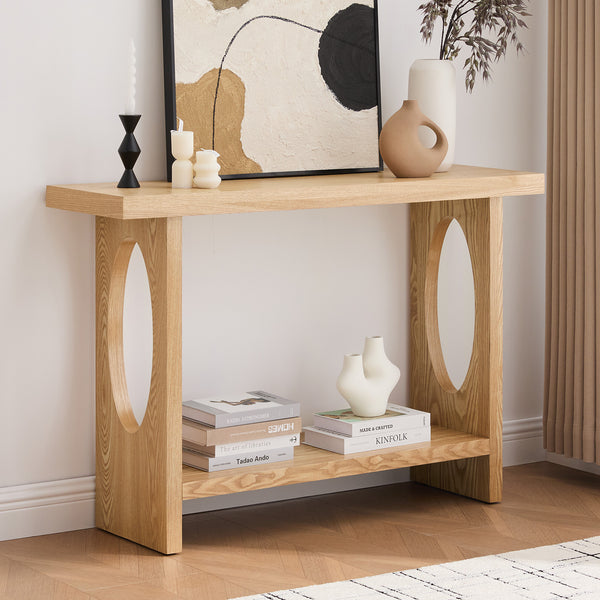 Aqitag Console Table in Natural Oak Veneer