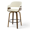 Arinto Counter Stool in Cream Serna Leather with Natural Walnut Veneer
