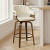 Arinto Counter Stool in Cream Serna Leather with Natural Walnut Veneer
