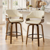Arinto Counter Stool in Cream Serna Leather with Natural Walnut Veneer