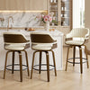 Arinto Counter Stool in Cream Serna Leather with Natural Walnut Veneer