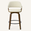 Arinto Counter Stool in Cream Serna Leather with Natural Walnut Veneer