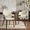 Arinto Dining Chair in Cream Serna Leather with Natural Walnut Veneer