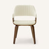 Arinto Dining Chair in Cream Serna Leather with Natural Walnut Veneer