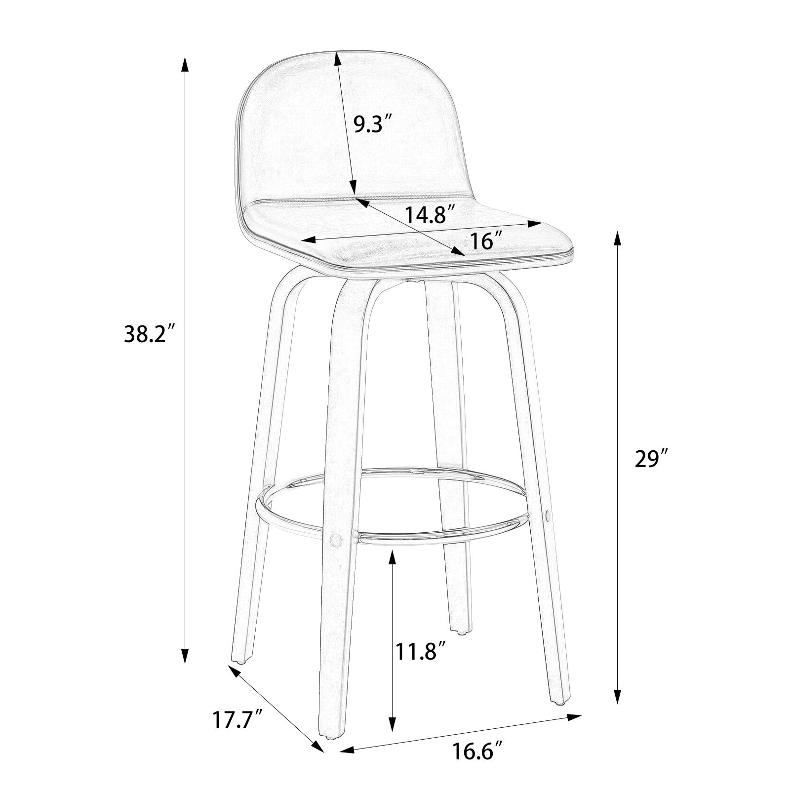 Barocca II bar stool bar height dimensions