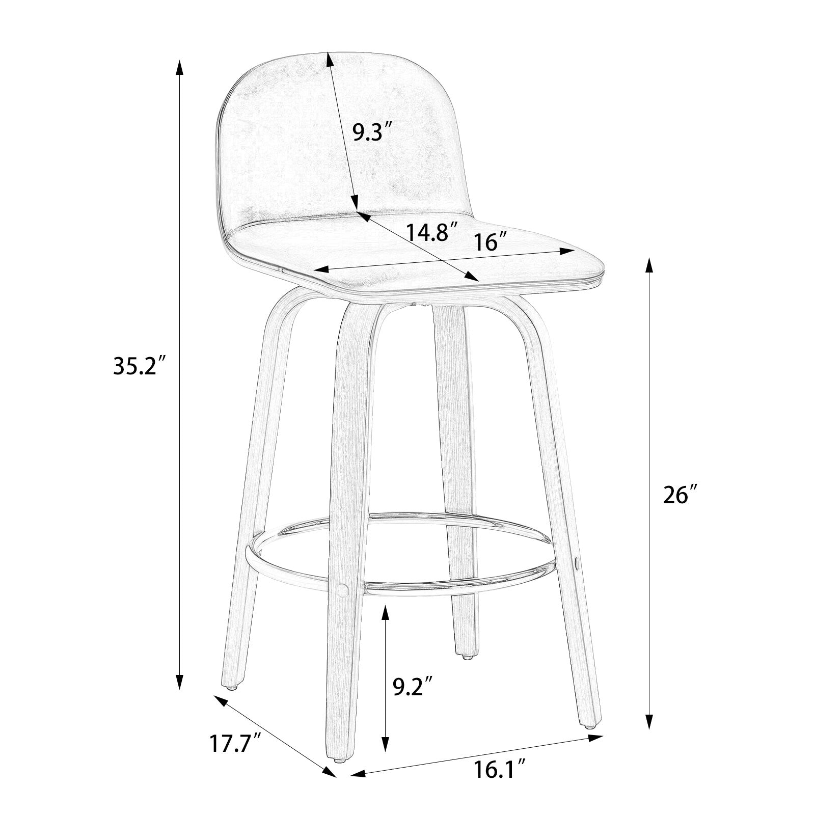 Barocca II bar stool counter height dimensions
