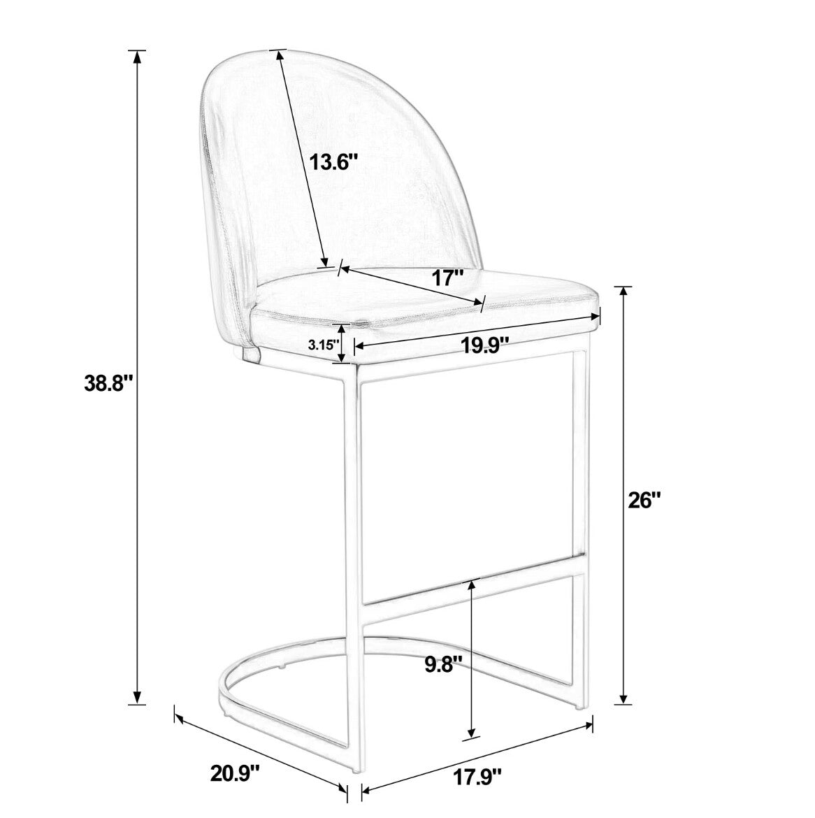 Bonarda bar stool dimensions