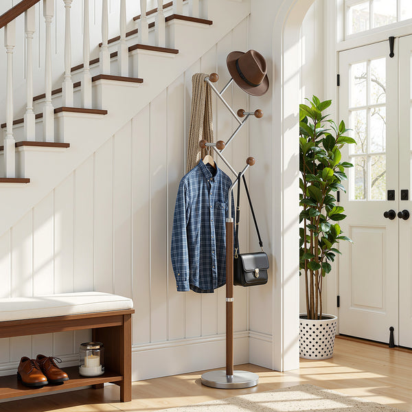 Cactus III Coat Rack in Brown Rubberwood