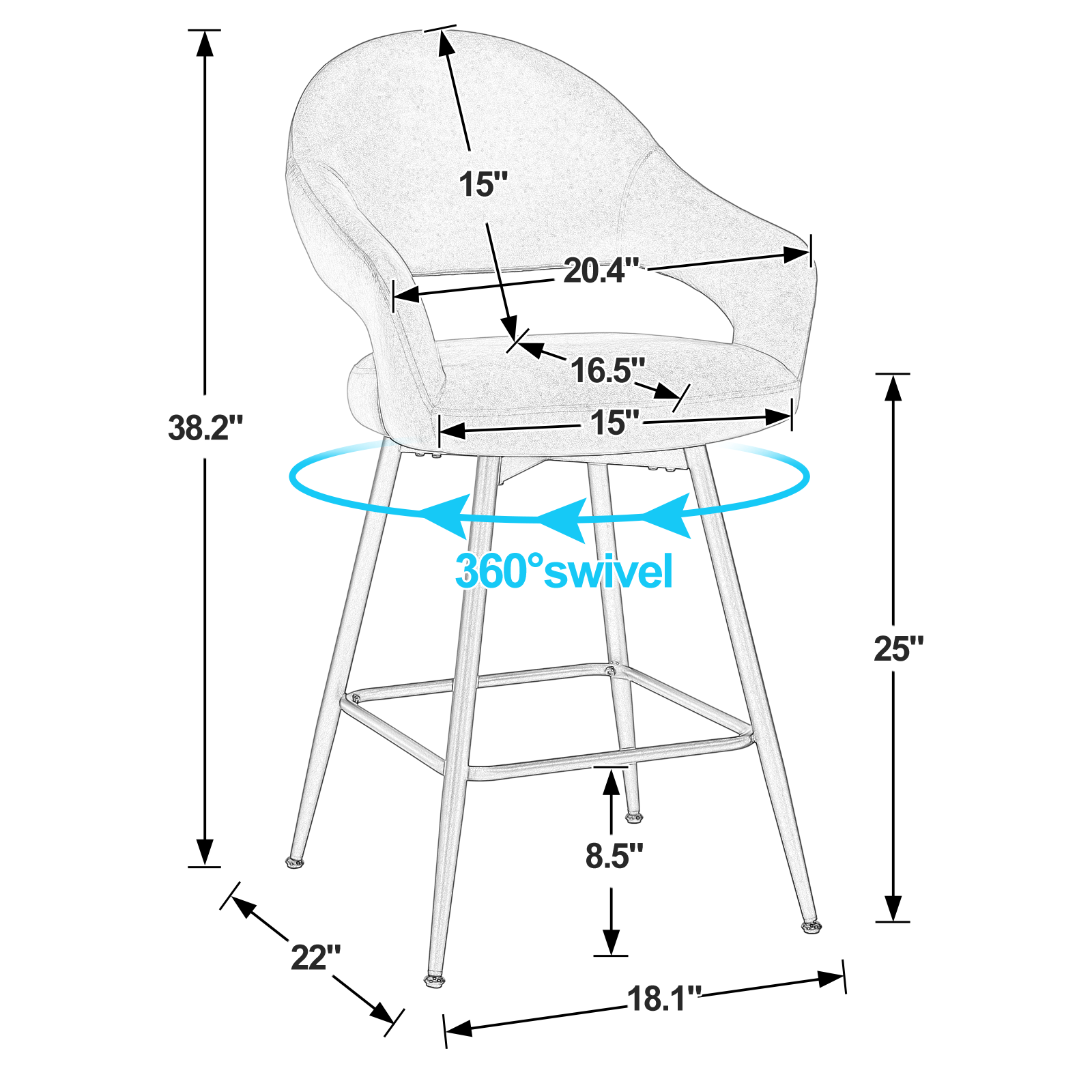 Caladoc bar stool dimensions