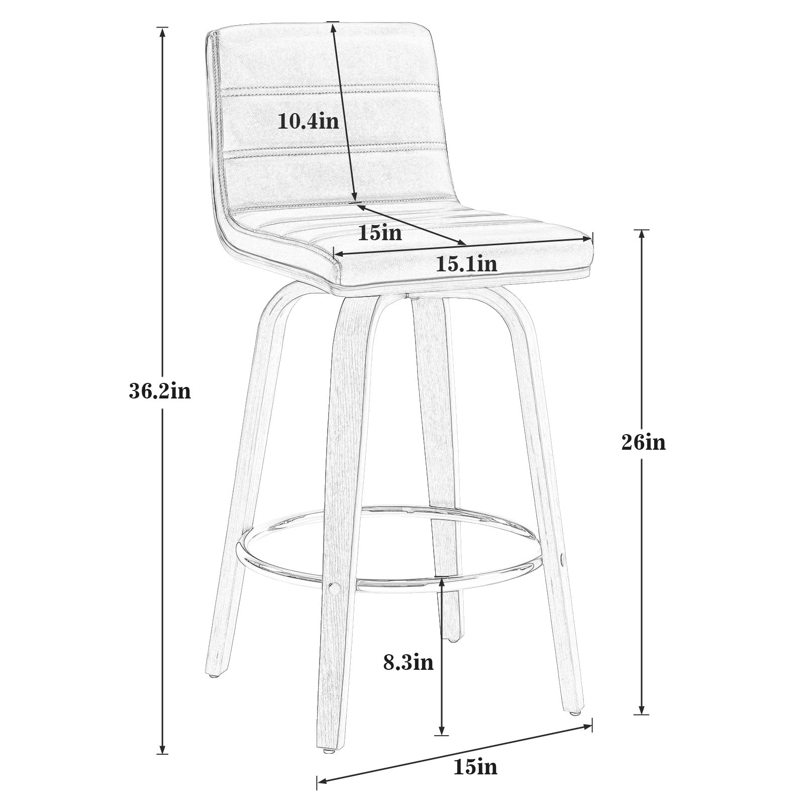 Calitor bar stool 26 inch dimensions