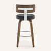 Carol bar stool with backrest, Black Leather/Bar Height