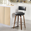 Carol bar stool with backrest, Black Leather/Counter Height