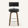 Carol bar stool with backrest, Black Leather/Counter Height