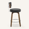 Carol bar stool with backrest, Black Leather/Counter Height