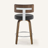 Carol bar stool with backrest, Black Leather/Counter Height