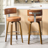 Carol bar stool with backrest, Brown Leather/Bar Height