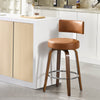 Carol bar stool with backrest, Brown Leather/Counter Height