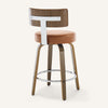 Carol bar stool with backrest, Brown Leather/Counter Height