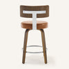 Carol bar stool with backrest, Brown Leather/Counter Height