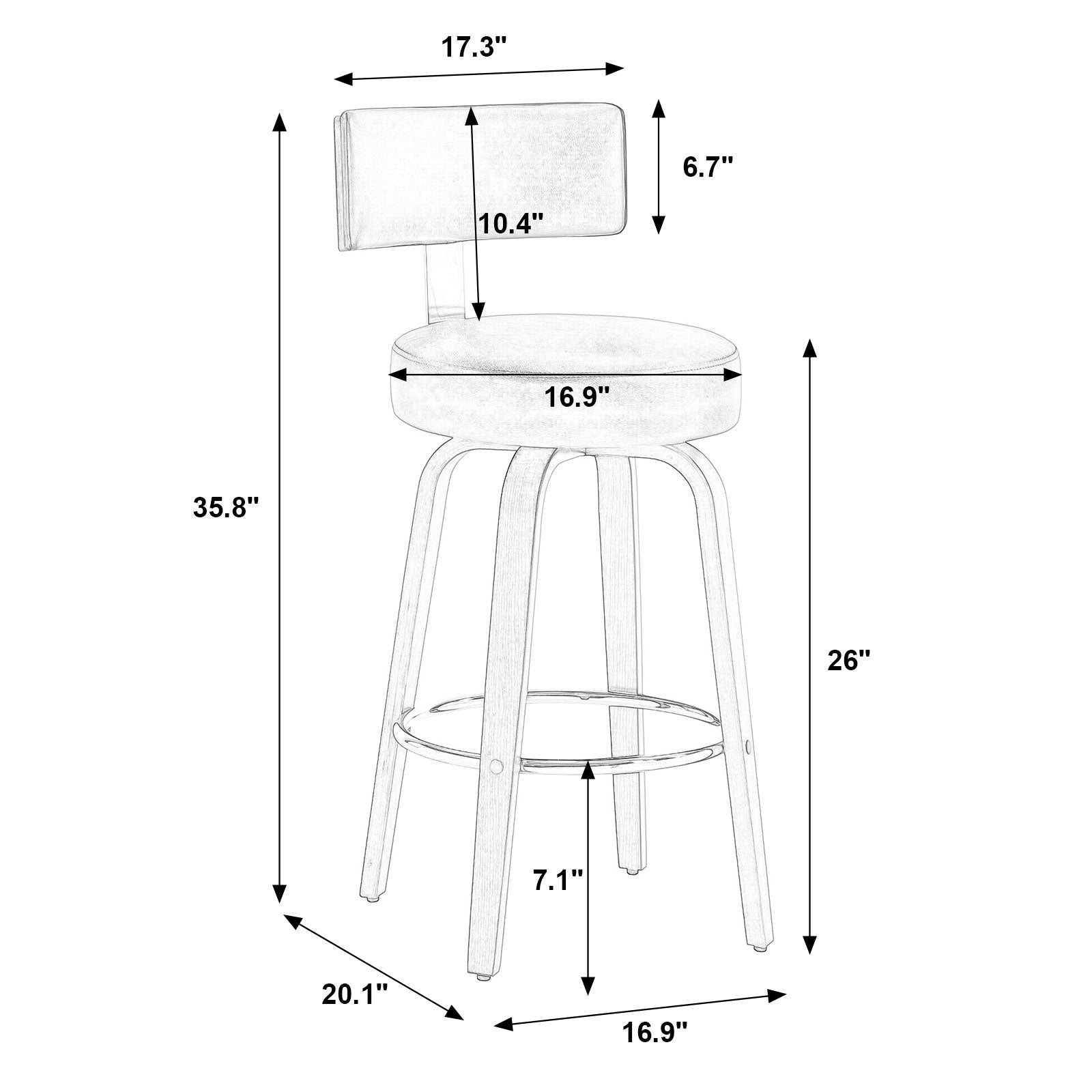 Carol bar stool counter height dimensions