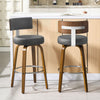 Carol bar stool with backrest, Gray Leather/Bar Height