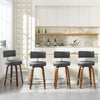 Carol bar stool with backrest, Gray Leather/Counter Height