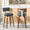 Carol bar stool with backrest, Gray Leather/Counter Height