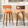 Carol bar stool with backrest, Orange Leather/Bar Height