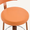 Carol bar stool with backrest, Orange Leather/Counter Height