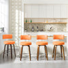 Carol bar stool with backrest, Orange Leather/Counter Height