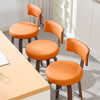 Carol bar stool with backrest, Orange Leather/Counter Height