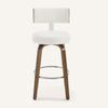 Carol bar stool with backrest, White Leather/Bar Height