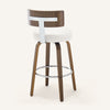 Carol bar stool with backrest, White Leather/Bar Height