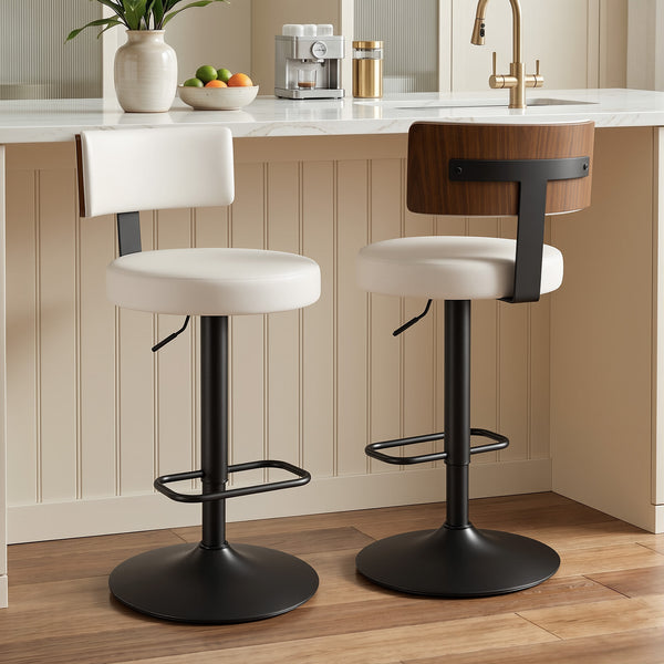 Carol III Bar Stool in White Hron Leather