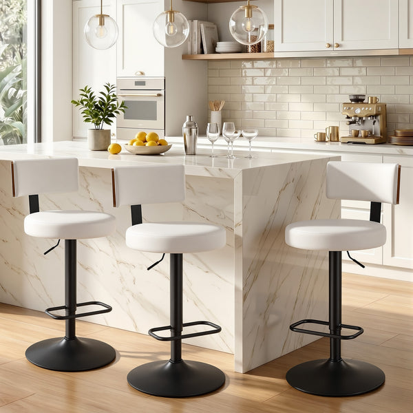 Carol III Bar Stool in White Hron Leather