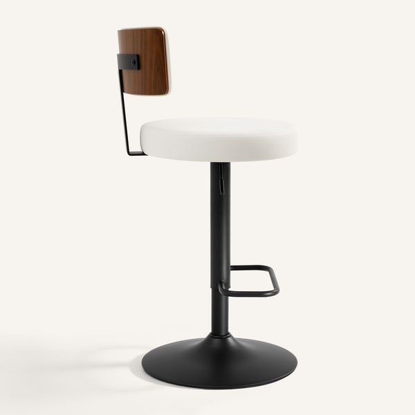 Carol III Bar Stool in White Hron Leather