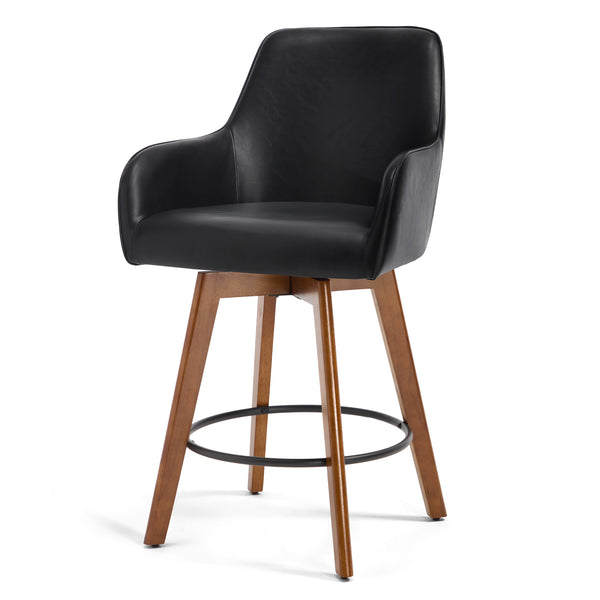 Carwani Counter Stool in Black Dely Leather